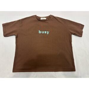 Lenn Label Kids Busy T-shirt Brown Short Sleeve Crewneck Oversized Size 5yr
